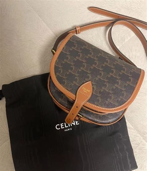 Celine Medium Folco Bag In Triomphe Canvas And Calfskin.